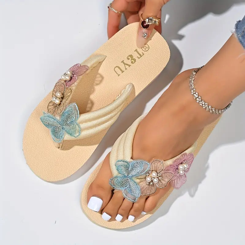 Amelia - Floral verzierte Damen-Slide-Sandalen