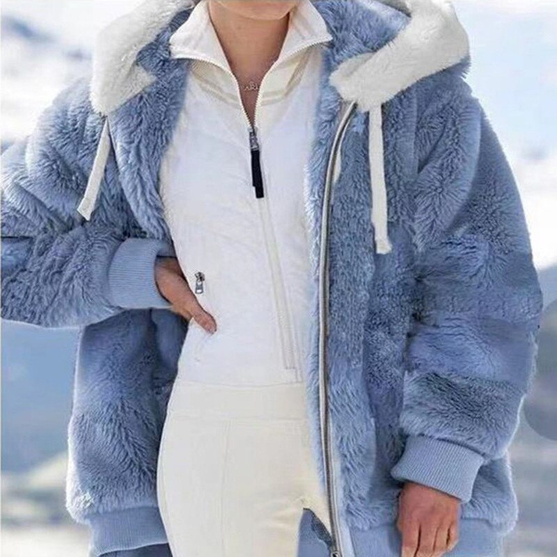 Plüsch-Winter-Kapuzenpullover für Frauen