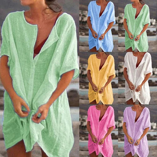 HEDDA - LEINENHEMD MIT KURZEN ÄRMELN