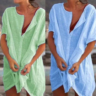 HEDDA - LEINENHEMD MIT KURZEN ÄRMELN