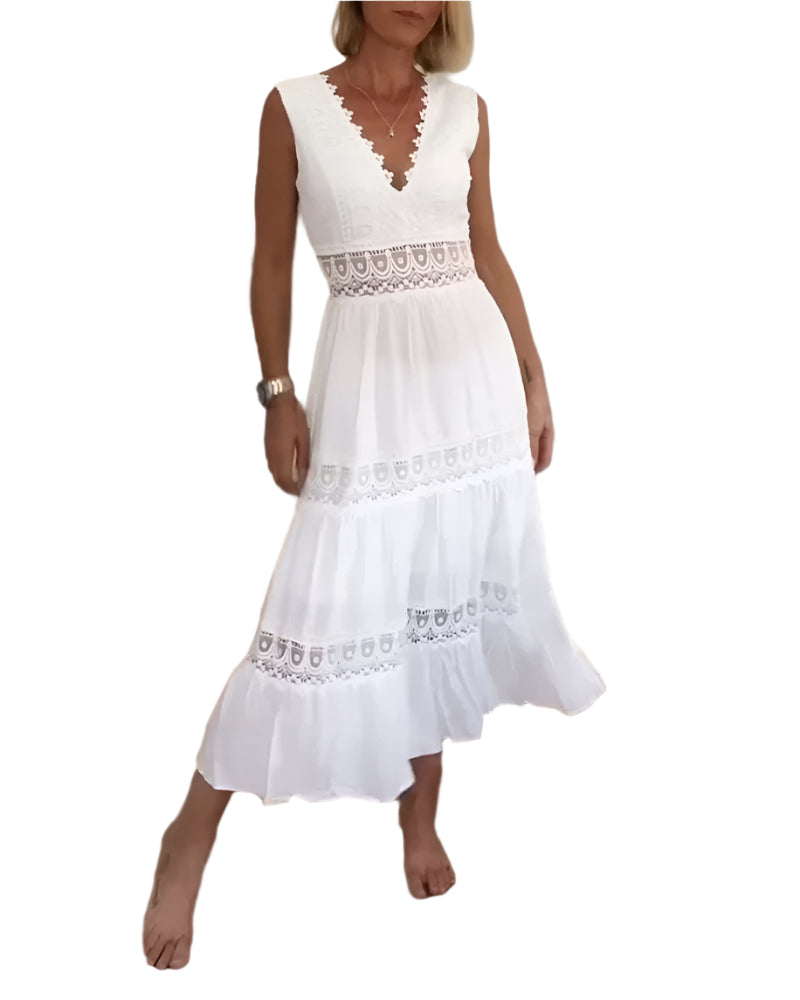 Loisa – Kleid mit V-Ausschnitt und Spitzenblende