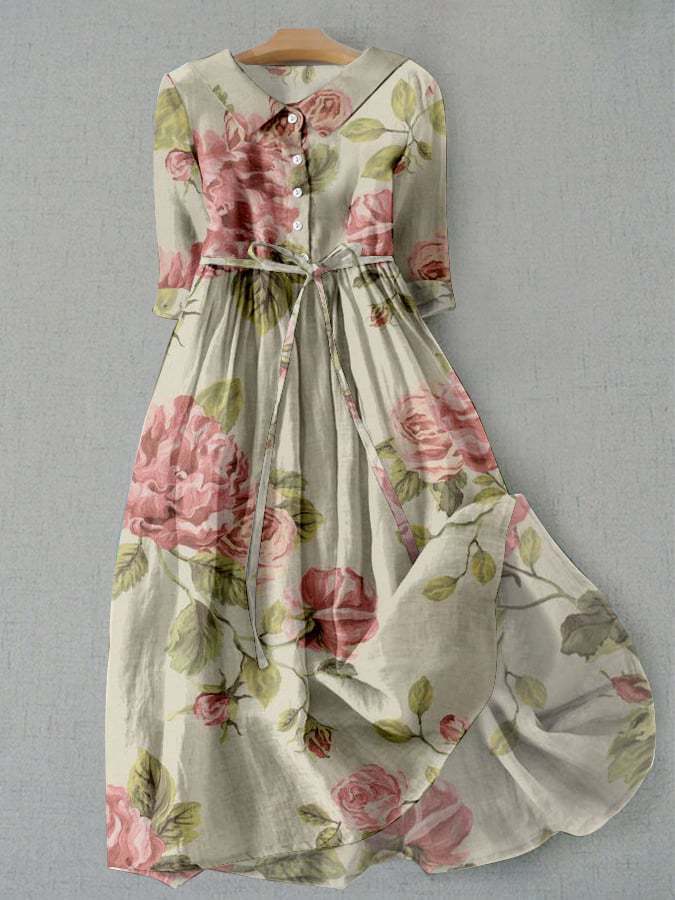 Liana - Geblümtes Midi-Hemdkleid mit Gürtel