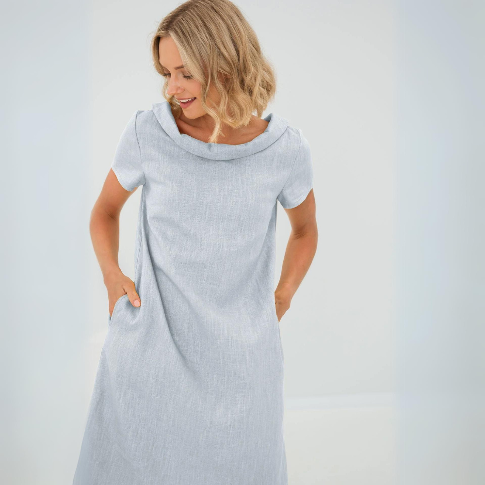 Solea – Lockeres Sommerkleid in Gelb mit weitem Kragen