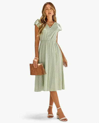Lara™ | Kleid mit V-Ausschnitt und Rüschenärmeln