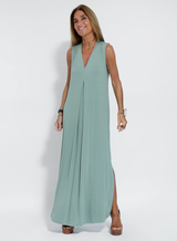 Türkisfarbenes Kleid + türkisfarbene Weste