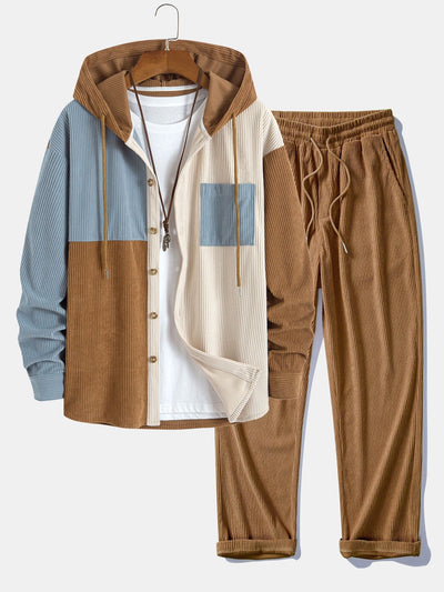 Herk – Set Aus Kapuzenpullover Und Hose Aus Cord Patchwork