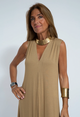 Kaffeefarbenes Kleid + kaffeefarbene Weste
