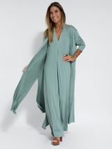 Türkisfarbenes Kleid + türkisfarbene Weste