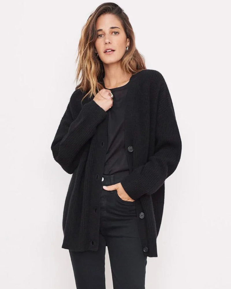 Lina™ | Gerippte Strickjacke mit Knöpfen