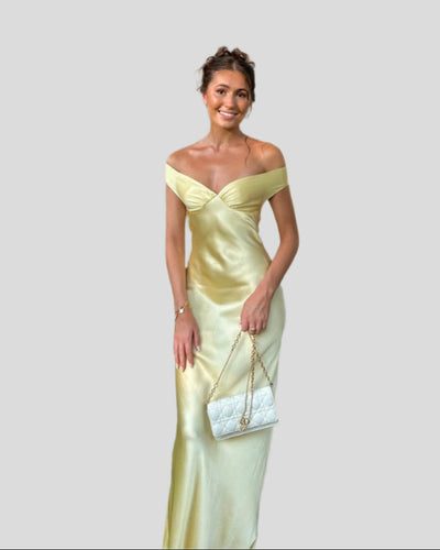 Marcelline – Schulterfreie Abendkleid aus Satin