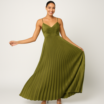 Elise – Plissierter Midikleid für elegante Anlässe