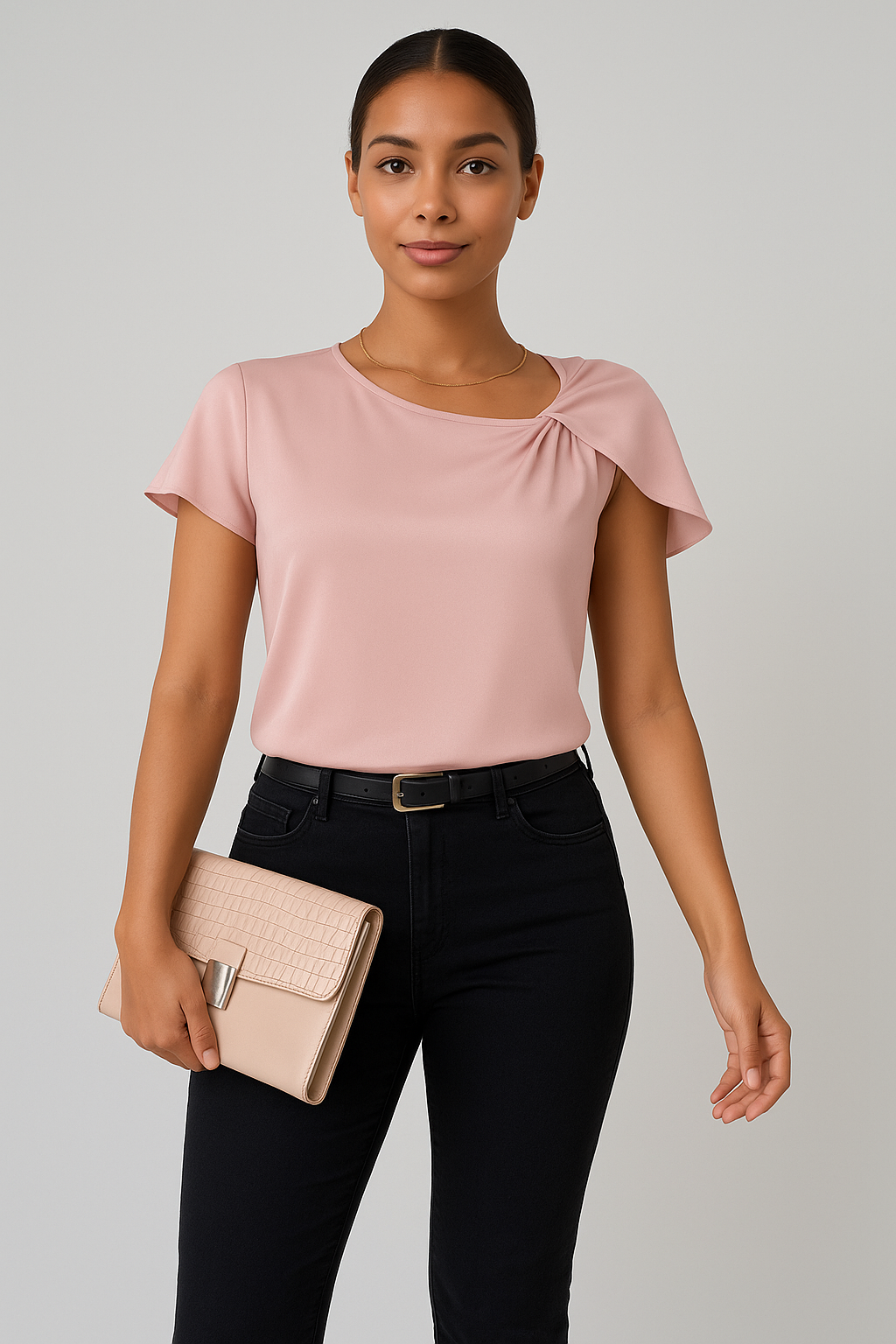 Lena – Moderne, elegante Schulterbluse mit Knoten-Details