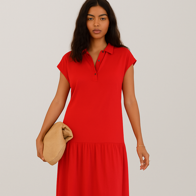 Clara Casual Midi-Kleid mit teilweisem Knopfverschluss und modernem Style