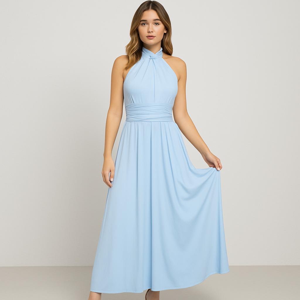 Celeste Ärmloses Lang Abendkleid mit Kreuzausschnitt