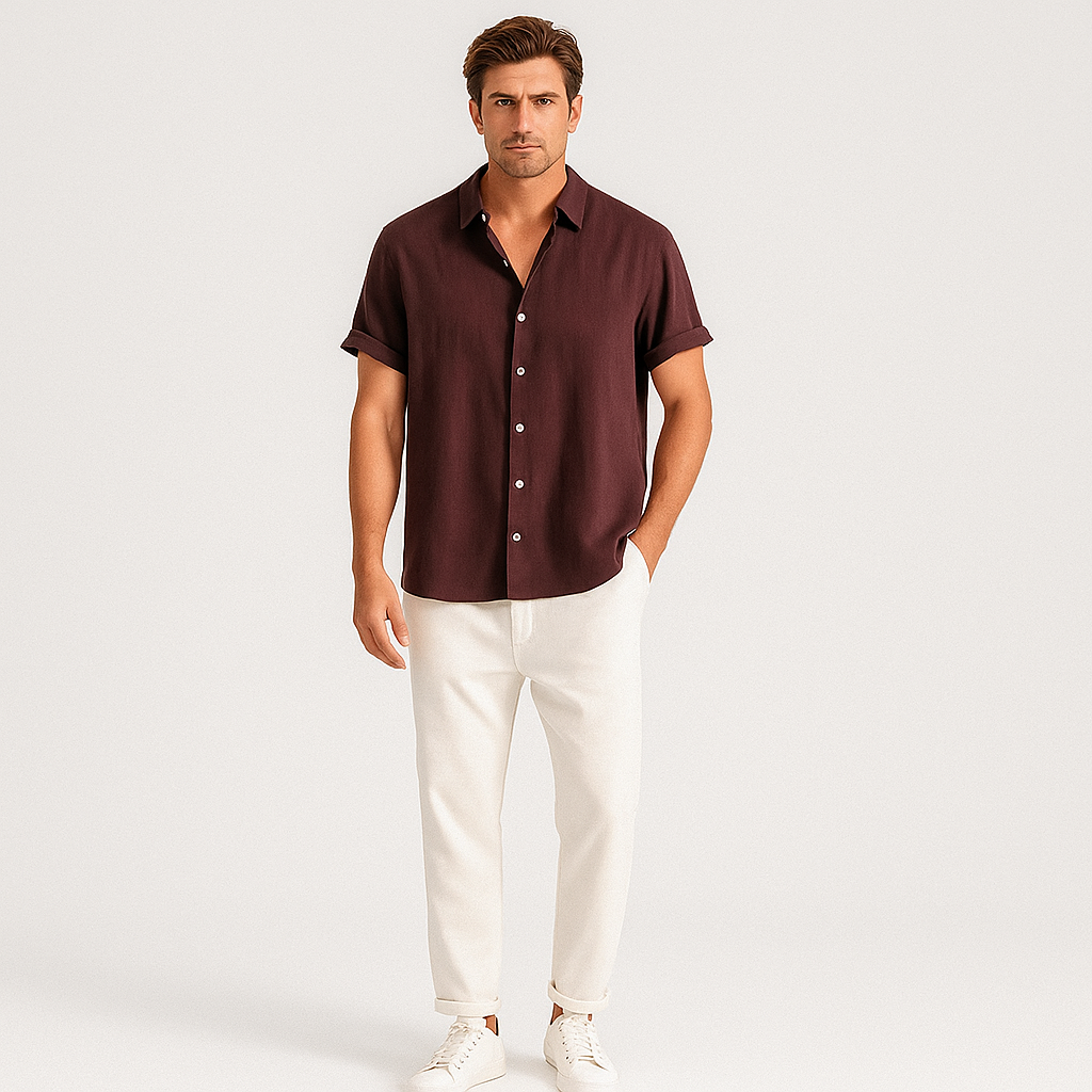 Luca Sommer-Leinen-Duo – Herrenoutfit mit Slim-Fit-Polo und maßgeschneiderten Hosen