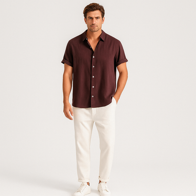 Luca Sommer-Leinen-Duo – Herrenoutfit mit Slim-Fit-Polo und maßgeschneiderten Hosen