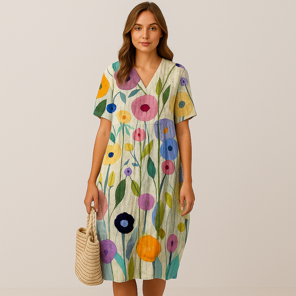 Elena Bloom Legeres Midi-Kleid – Blümchenleichtes Sommer-Eleganz-Kleid