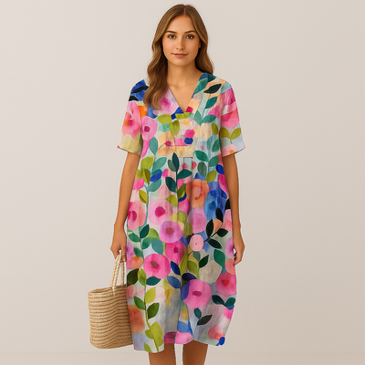 Elena Bloom Legeres Midi-Kleid – Blümchenleichtes Sommer-Eleganz-Kleid