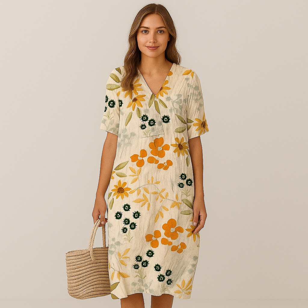 Elena Bloom Legeres Midi-Kleid – Blümchenleichtes Sommer-Eleganz-Kleid