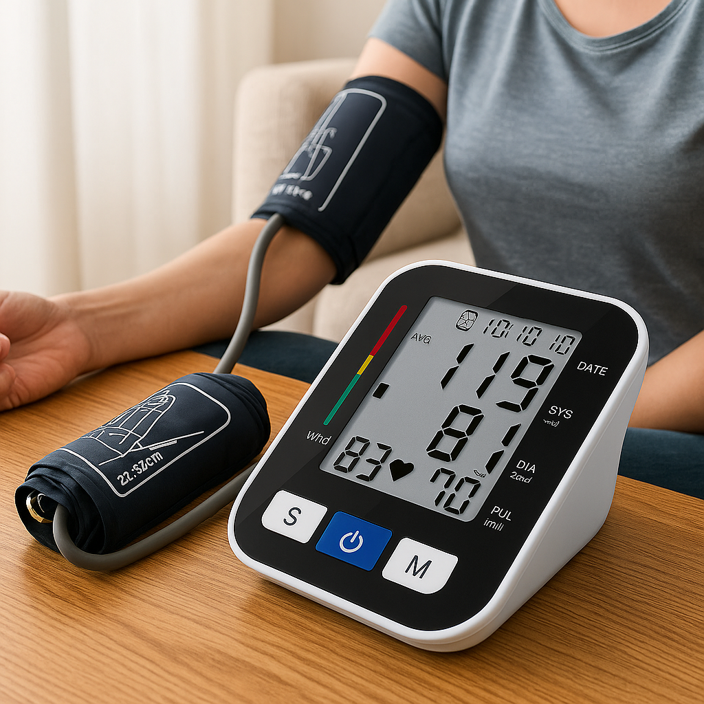 Intelligenter digitaler Blutdruckmesser mit Pulsregistrierung – Oberarmmanschette