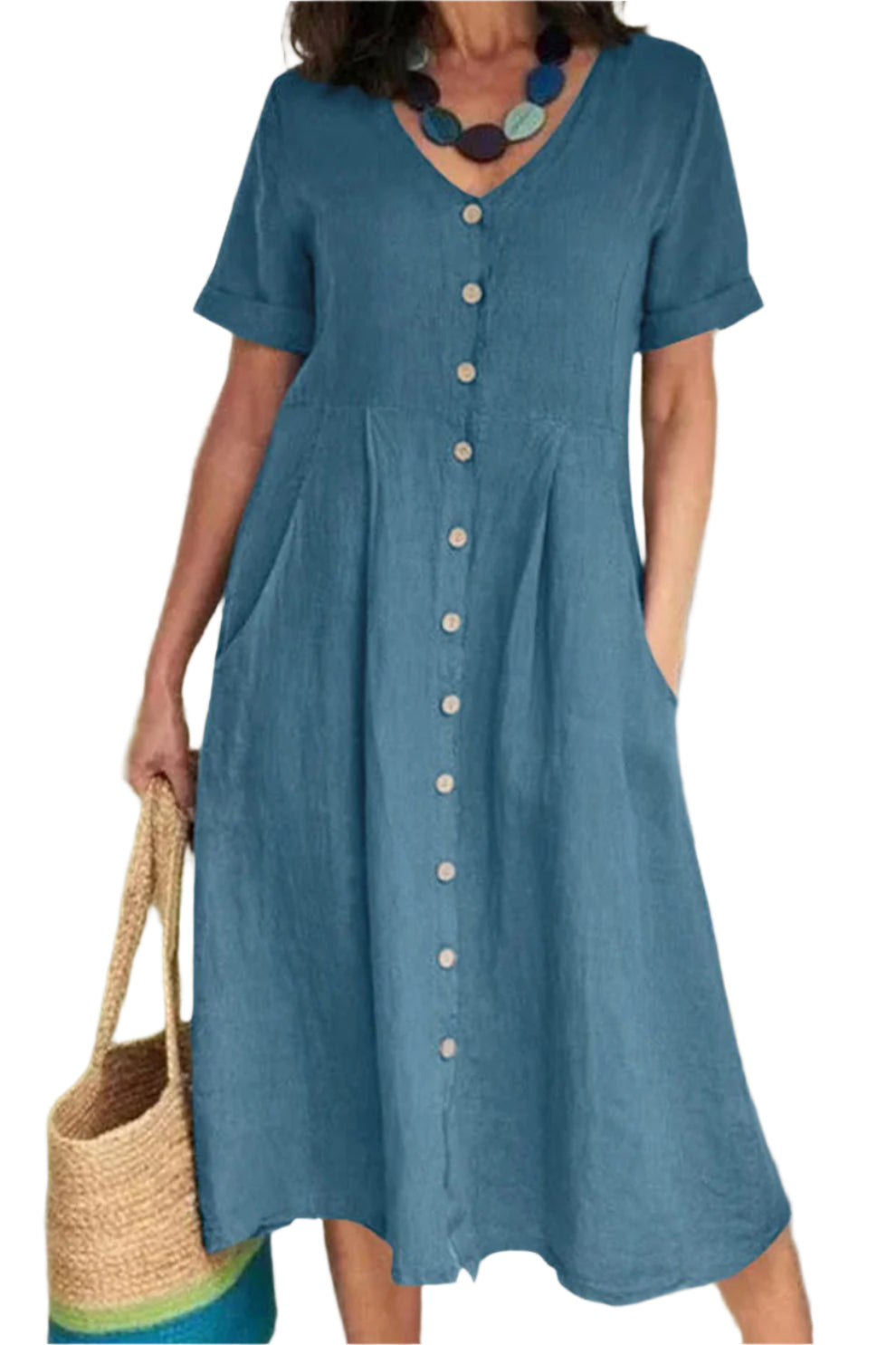 Kurzes, ärmelloses Midi-Kleid für Frauen