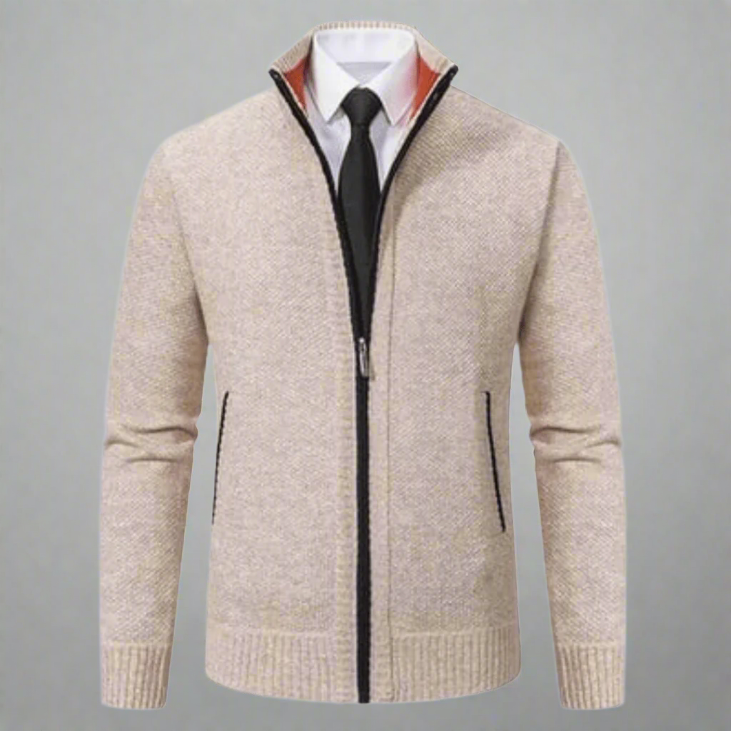 Eleganter Heritage Pullover mit Reißverschluss und hohem Kragen für Herren