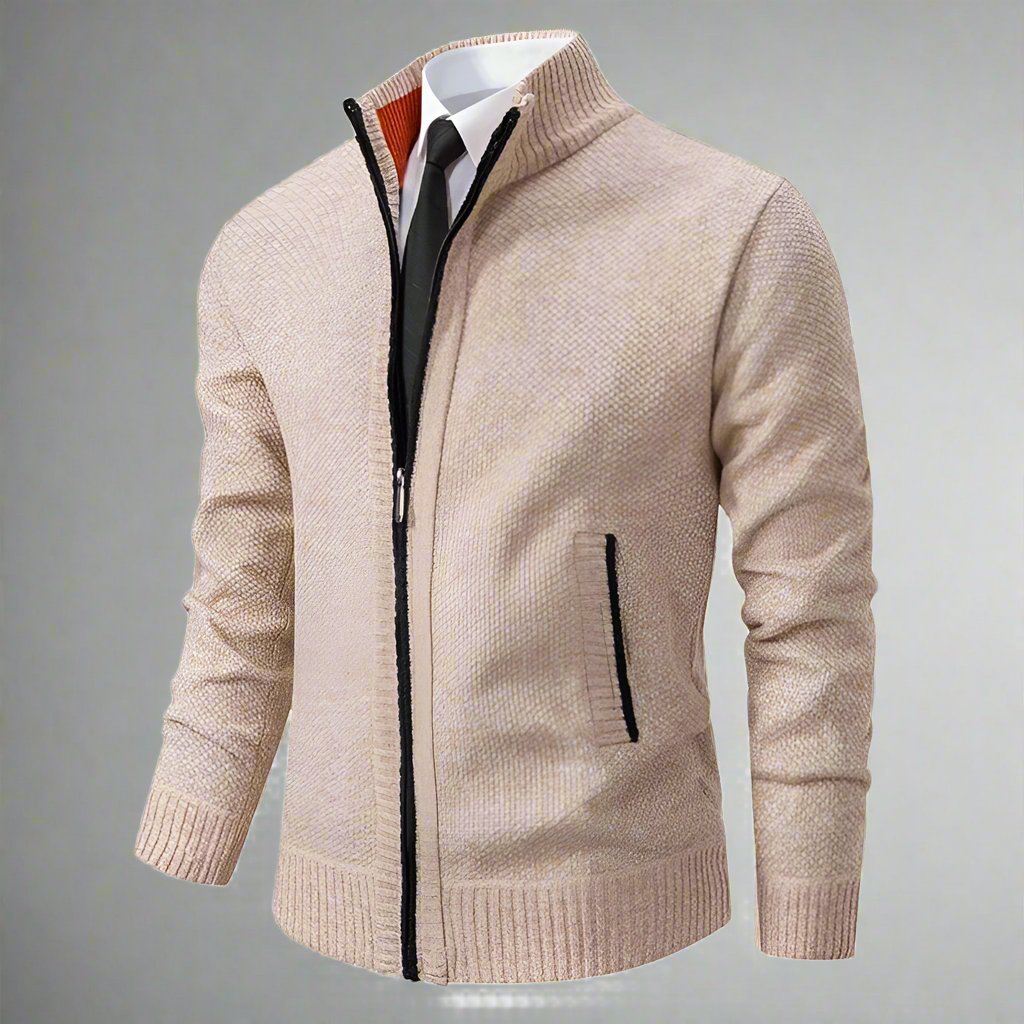 Eleganter Heritage Pullover mit Reißverschluss und hohem Kragen für Herren
