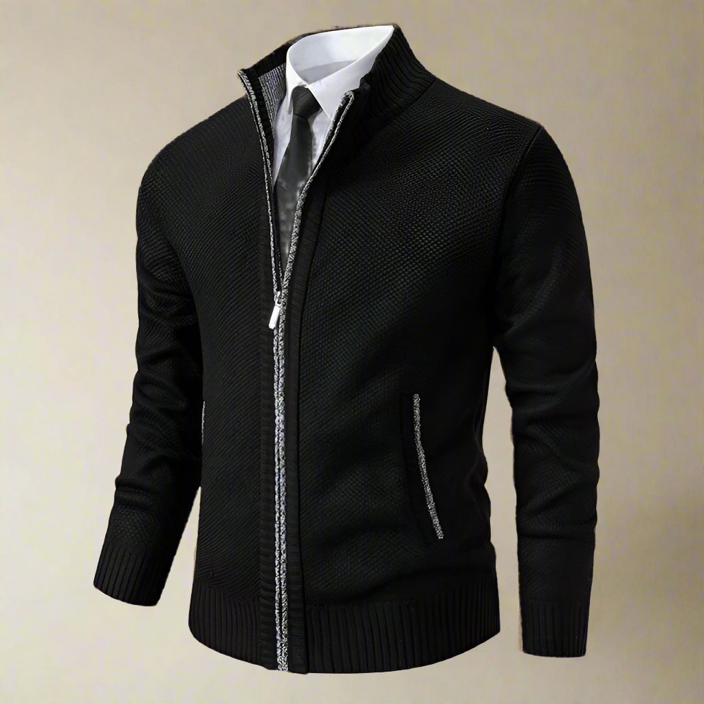 Eleganter Heritage Pullover mit Reißverschluss und hohem Kragen für Herren