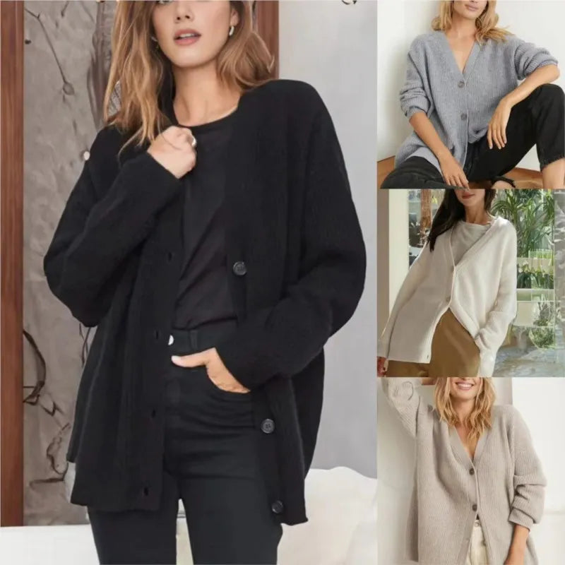 Lucy - Kaschmir-Strickjacke mit V-Ausschnitt