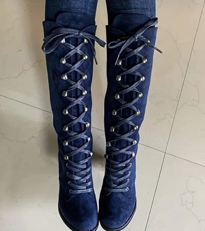 Asmita – Schnürstiefel Aus Wildleder Mit Hohem Absatz