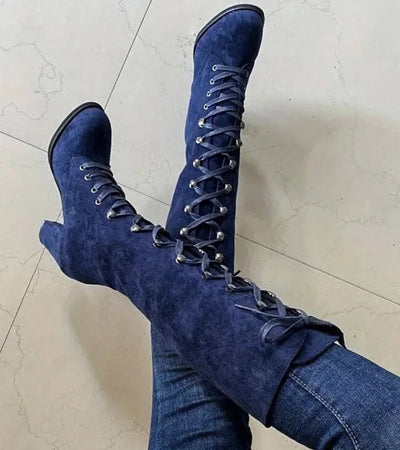 Asmita – Schnürstiefel Aus Wildleder Mit Hohem Absatz