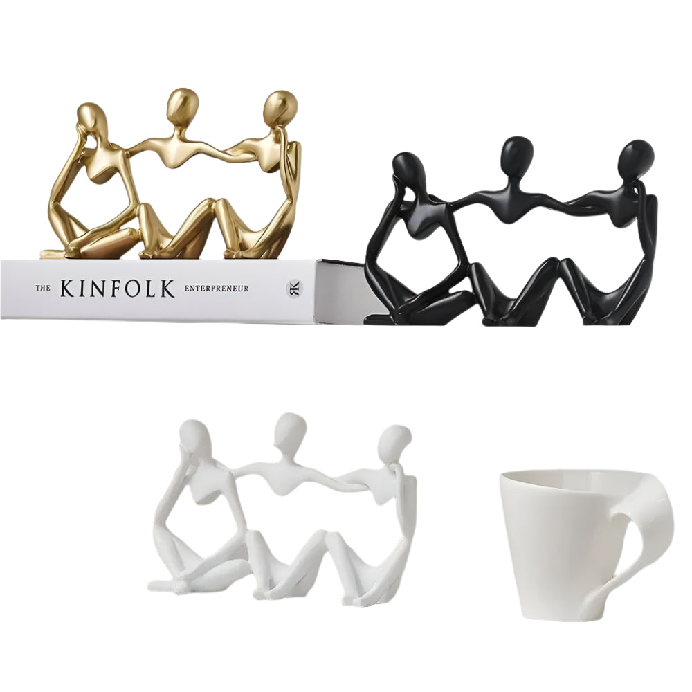 MindMuse – Goldene abstrakte Denkerstatuen in einzigartigen künstlerischen Positionen