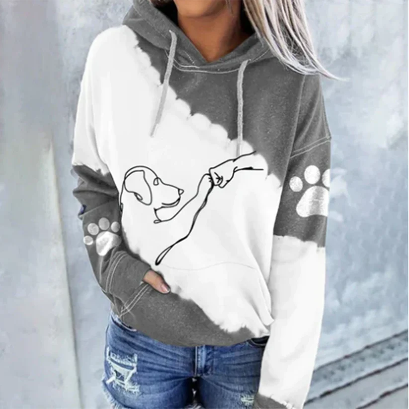 Kornelia | Playful Dog Print Damen Kapuzenpulli