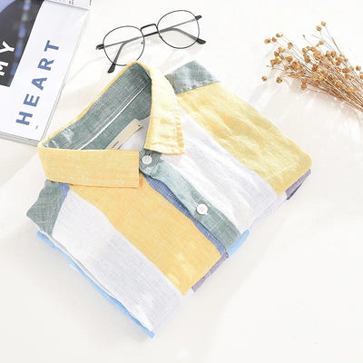 SVEN-OLIVER - LOCKERES LEINENHEMD MIT BUNTEN STREIFEN