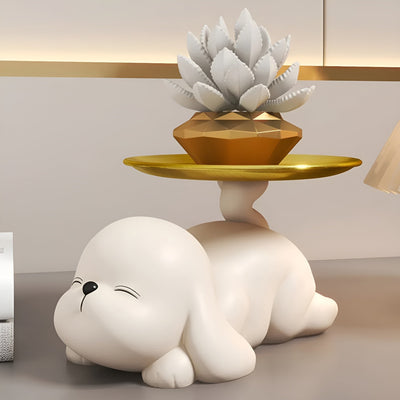 Dekorativer Hundenapfhalter mit Tablett