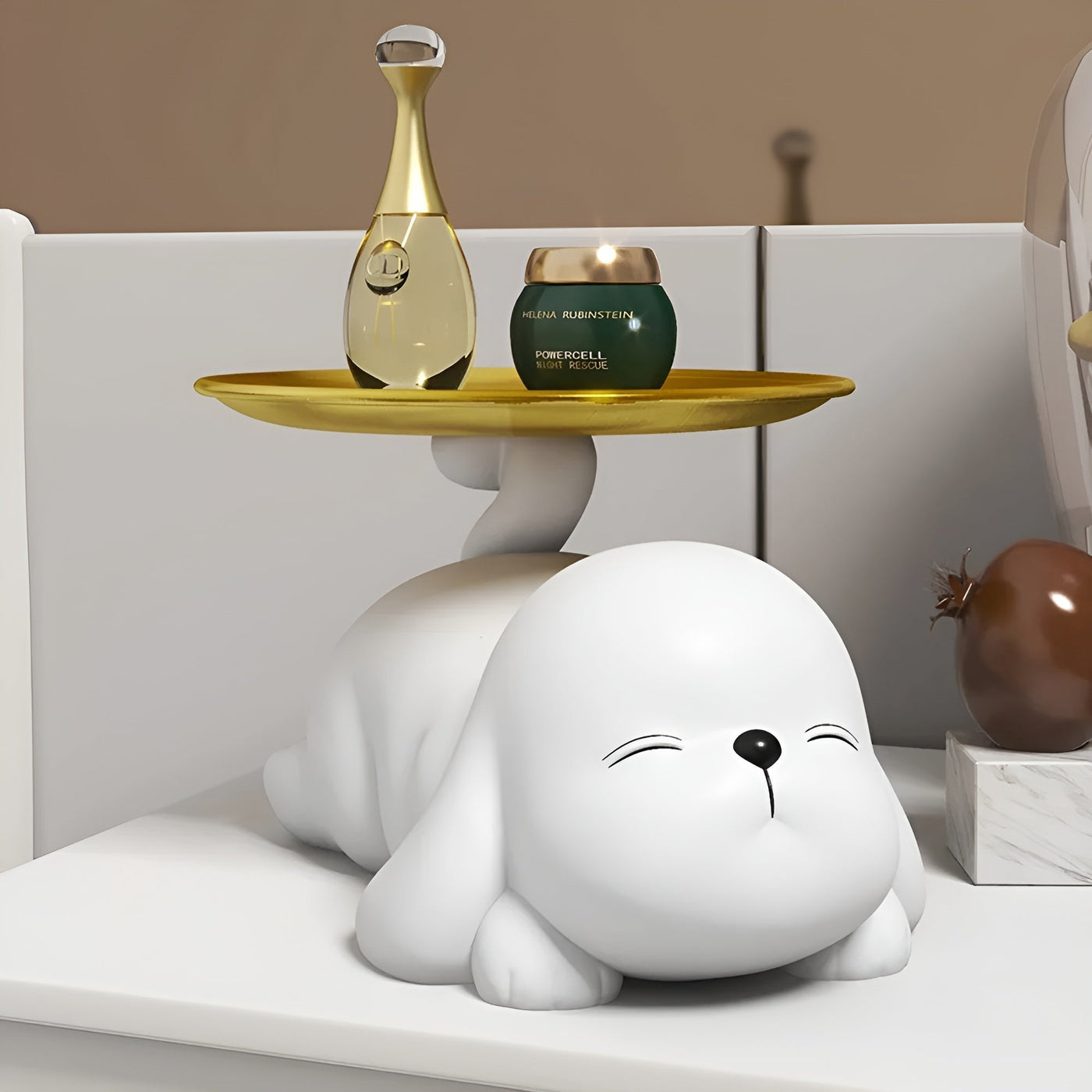 Dekorativer Hundenapfhalter mit Tablett