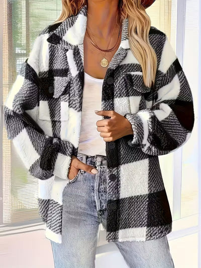 Sabria – Karierte Fleecejacke Mit Knöpfen