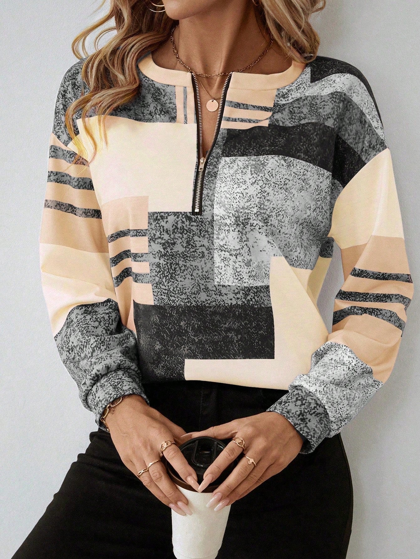 Tricia™ – Sweatshirt mit Grafikprint und Reißverschluss