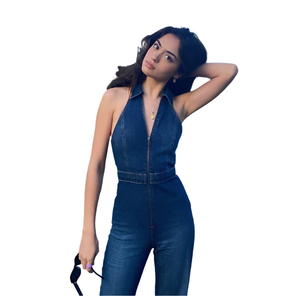 Katelyn - V-Ausschnitt Denim-Jumpsuit