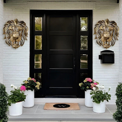 RegalRoar – Exquisite vergoldete Löwenkopfwandskulptur