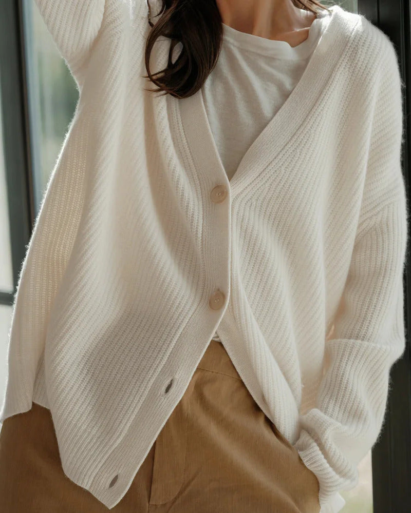 Lina™ | Gerippte Strickjacke mit Knöpfen