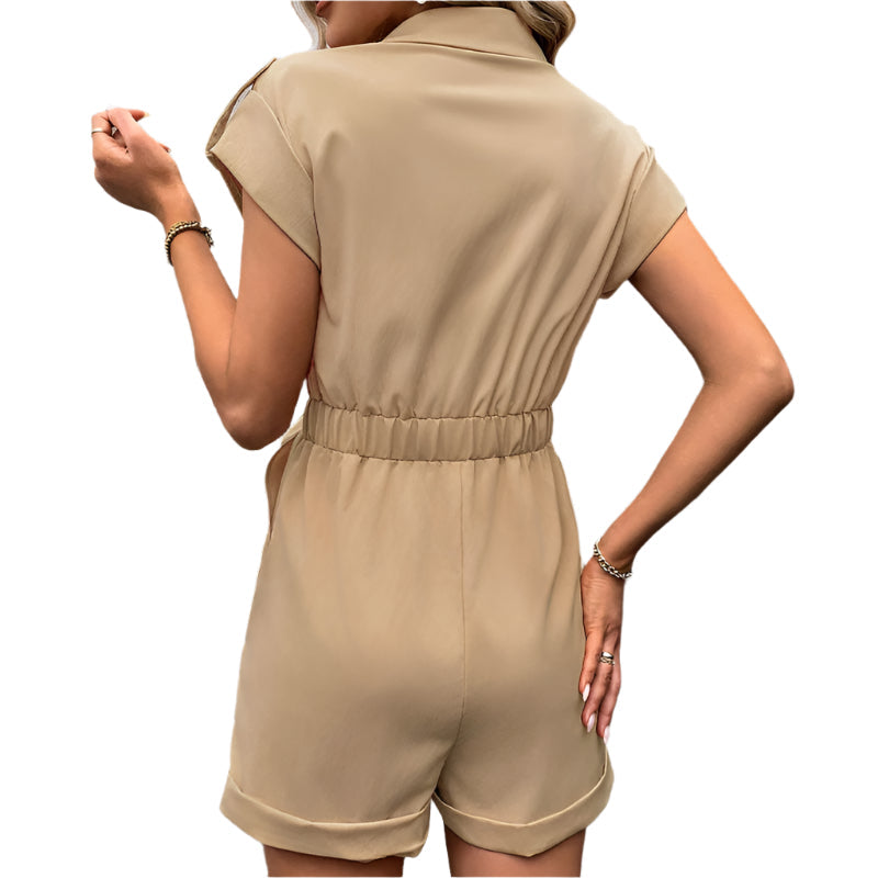 Miranda - Verstellbarer Gürtel und praktische Brusttaschen für Freizeit-Jumpsuit