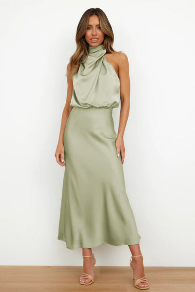 Desislava | Elegantes Midikleid mit asymmetrischem Rundhalsausschnitt