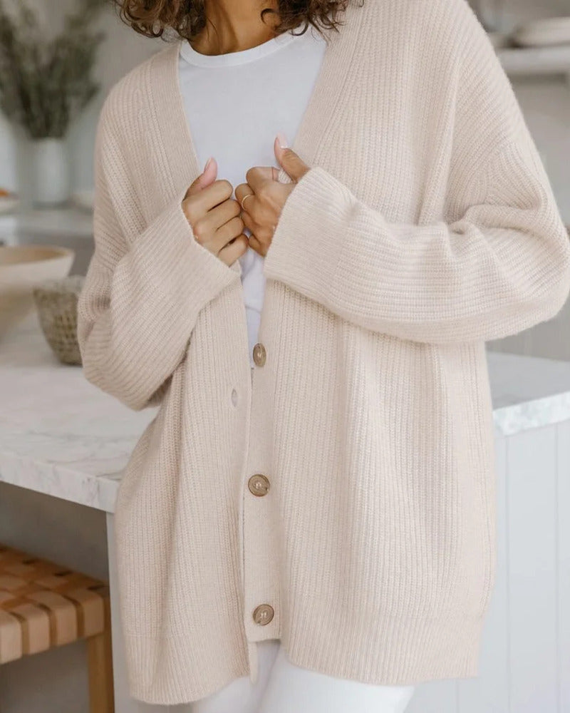 Lina™ | Gerippte Strickjacke mit Knöpfen