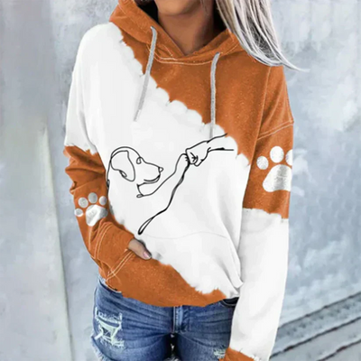 Kornelia | Playful Dog Print Damen Kapuzenpulli