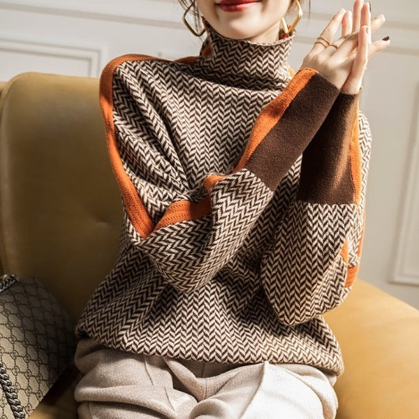 Elina™ | Pullover mit Stehkragen & markanten Kontraststreifen