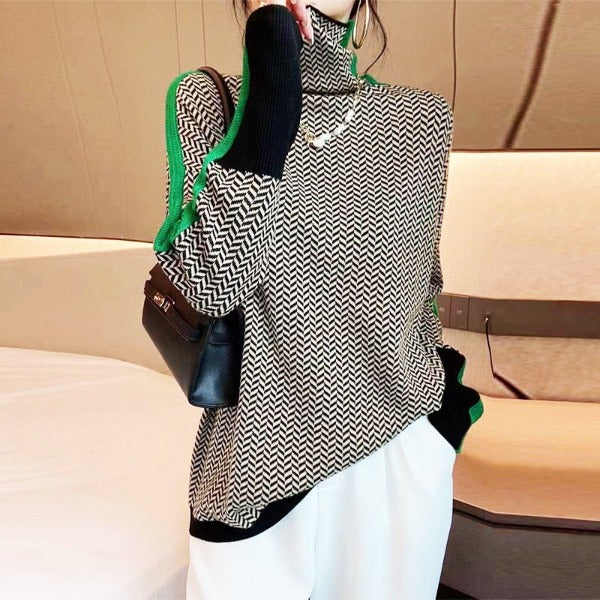 Elina™ | Pullover mit Stehkragen & markanten Kontraststreifen