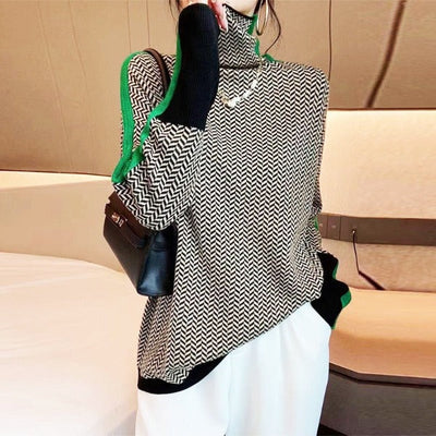 Elina™ | Pullover mit Stehkragen & markanten Kontraststreifen