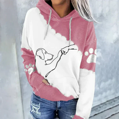 Kornelia | Playful Dog Print Damen Kapuzenpulli