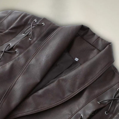 Elegante, zeitgenössische, luxuriöse Leder Wickeljacke für Damen